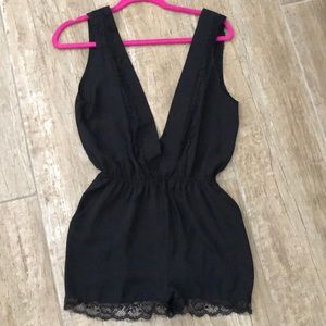 Low Cut Black Lace Romper